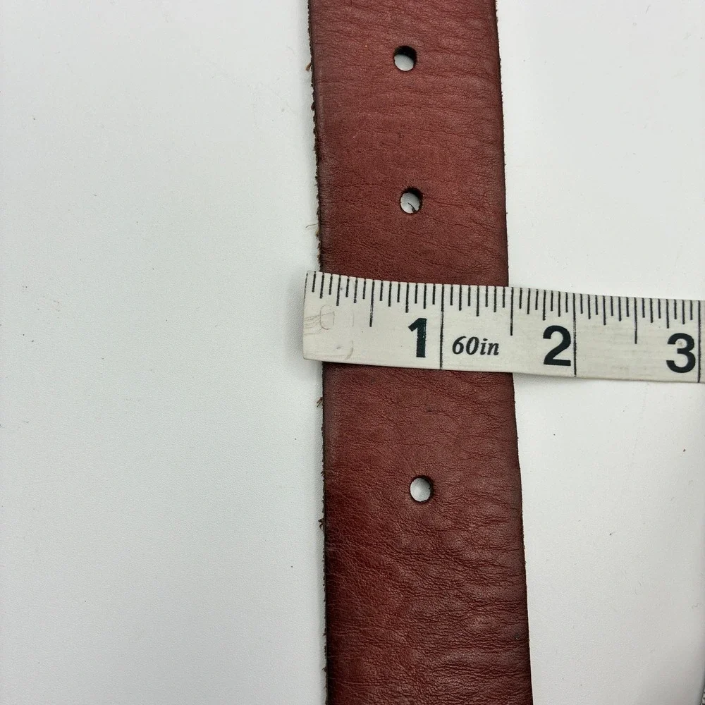 Fossil Brown Leather Belt Womens S Linked Disc Antique Brass Boho Festival